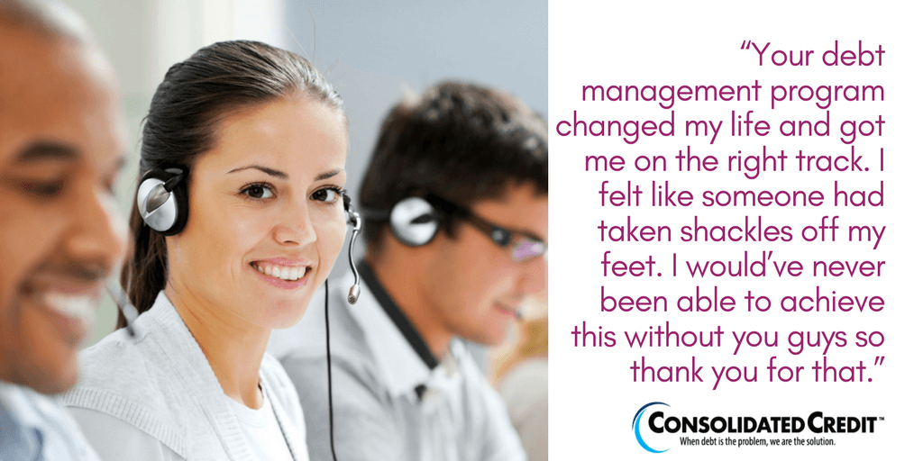 Sonya explains the feeling of freedom she got with Consolidated Credit's debt management program