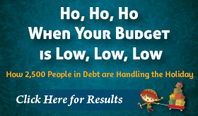 Goes to page displaying info graphic on how indebted families scale back holiday budgets